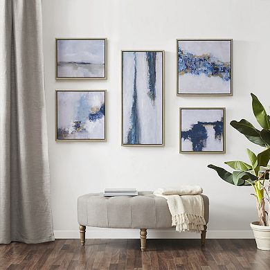 INK+IVY Blue Drift Abstract Gallery Framed Wall Art 5-piece Set