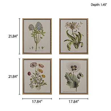 Madison Park Herbal Botany Framed Canvas Wall Art 4-piece Set