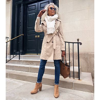 Women's London Fog Water-Repellant Double Breasted Trench Coat