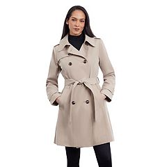 Plus Size Excelled Double-Breasted Faux-Wool Trench Coat