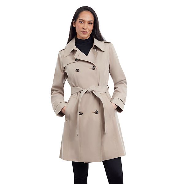 Women's London Fog Water-Repellant Double Breasted Trench Coat