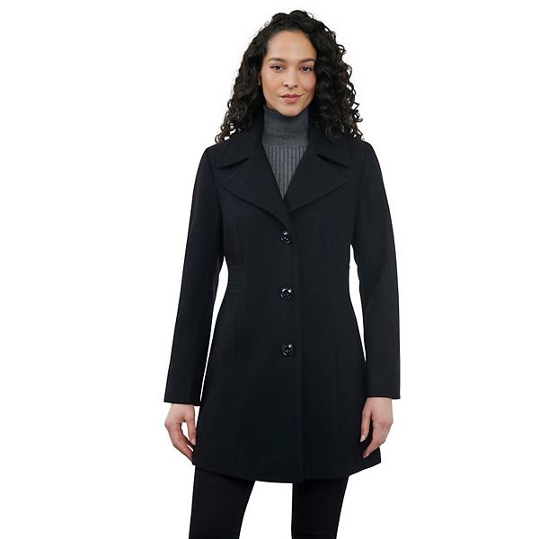 Women's London Fog Single Breasted Wool Blend Coat