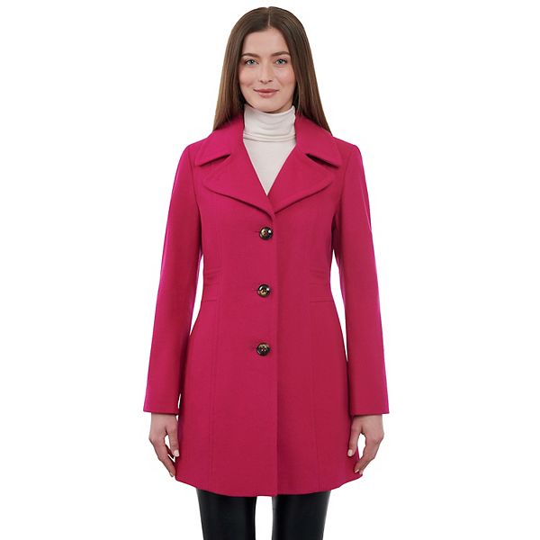 Women's London Fog Single Breasted Wool Blend Coat