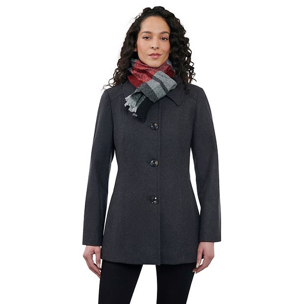 London fog cheap peacoat with scarf