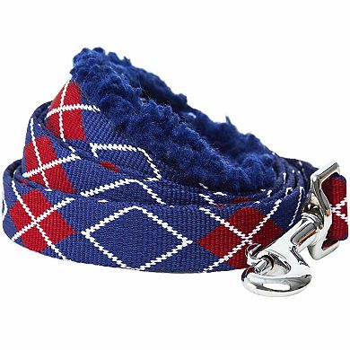 Dog Leash in Scottish Argyle with Soft & Comfortable Sherpa Fleece Handle