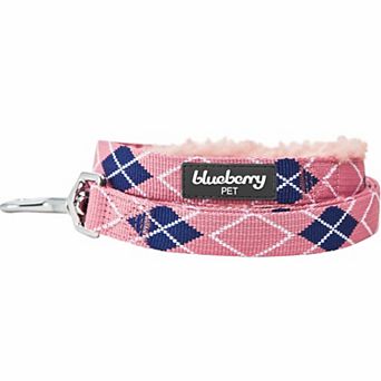 Dog Leash in Scottish Argyle with Soft & Comfortable Sherpa Fleece Handle
