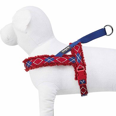 Soft & Comfy Sherpa Fleece Padded Chest Dog Harness in Scottish Argyle