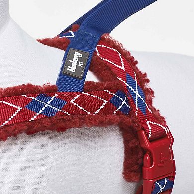 Soft & Comfy Sherpa Fleece Padded Chest Dog Harness in Scottish Argyle