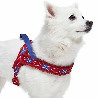 Soft & Comfy Sherpa Fleece Padded Chest Dog Harness in Scottish Argyle