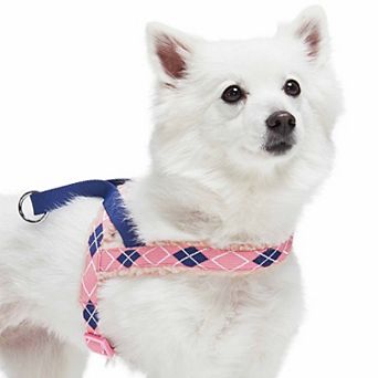 Soft & Comfy Sherpa Fleece Padded Chest Dog Harness in Scottish Argyle