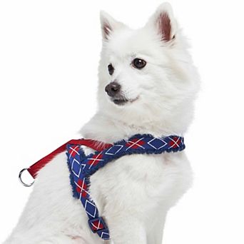 Soft & Comfy Sherpa Fleece Padded Chest Dog Harness in Scottish Argyle