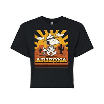 Juniors' Peanuts "Arizona" Snoopy & Woodstock Cropped Graphic Tee