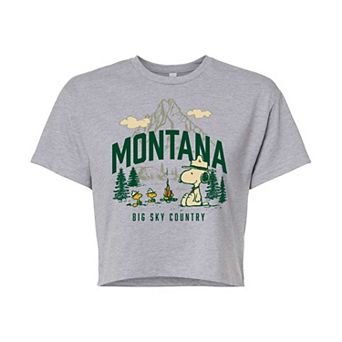 Juniors' Peanuts Montana Cropped Graphic Tee