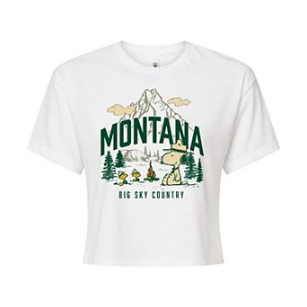 Juniors' Peanuts Montana Cropped Graphic Tee