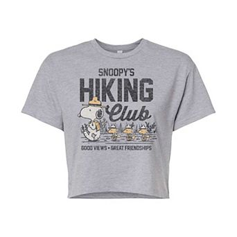 Juniors' Peanuts "Hiking Club" Cropped Graphic Tee