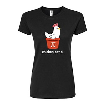 Juniors' "Chicken Pot Pi" Fitted Graphic Tee