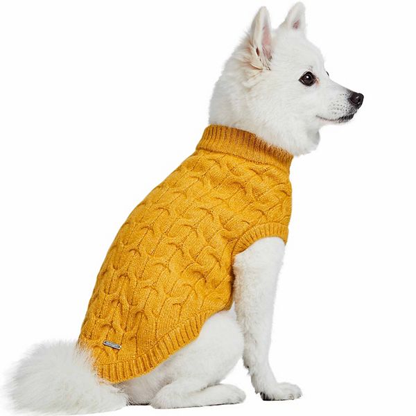 Ultra-soft & Warm Fuzzy Knit Crewneck Dog Sweater - Mustardyellow Crewneck (SMALL)