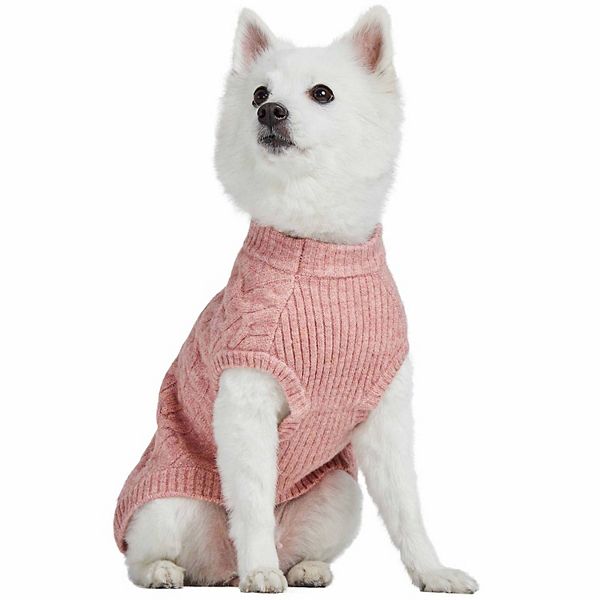 Ultra-soft & Warm Fuzzy Knit Crewneck Dog Sweater - Rainbow Pink Crewneck (SMALL)