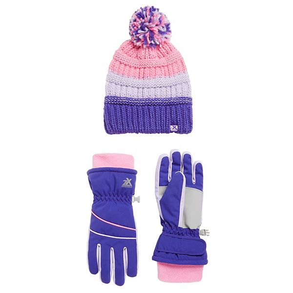 Girls 416 ZeroXposur Winter Fashion Beanie & Ski Gloves Set