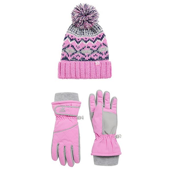 Girls 416 ZeroXposur Winter Fashion Beanie & Ski Gloves Set