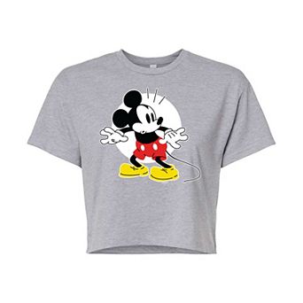 Disney's Mickey Mouse Juniors' Surprised Cropped Graphic Tee