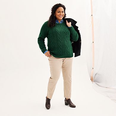 Plus Size Croft & Barrow® Placed Cable Pullover