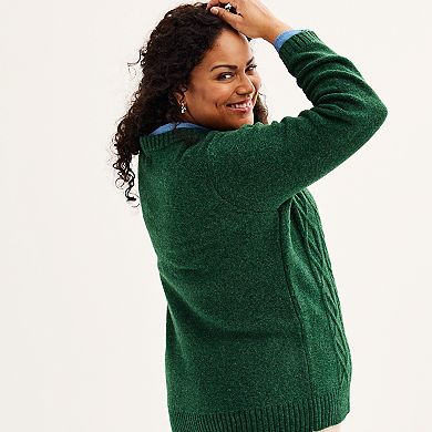 Plus Size Croft & Barrow® Placed Cable Pullover