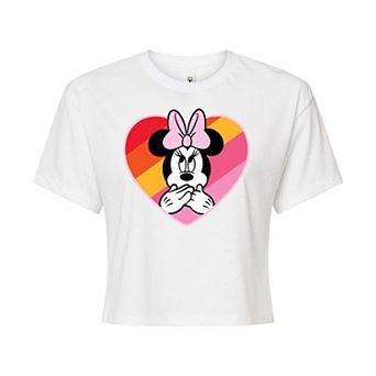 Disney's Minnie Mouse Juniors' Rainbow Cropped Graphic Tee