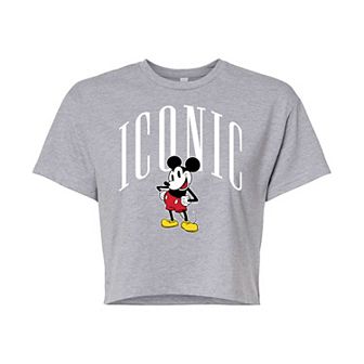 Disney's Mickey Mouse Juniors' Iconic Cropped Graphic Tee