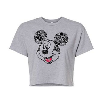 Disney's Mickey Mouse Juniors' Iconic Fill Cropped Graphic Tee