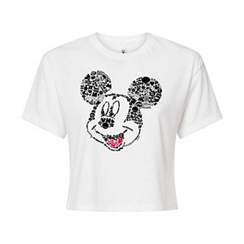 Disney's Mickey Mouse Juniors' Iconic Fill Cropped Graphic Tee