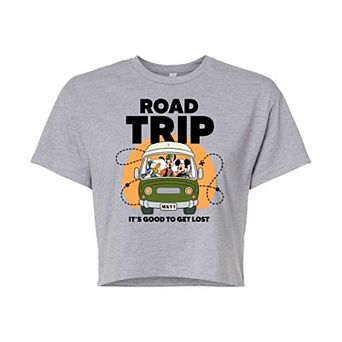 Disney's Mickey Mouse, Goofy & Donald Duck Juniors' Road Trip Van Cropped Tee