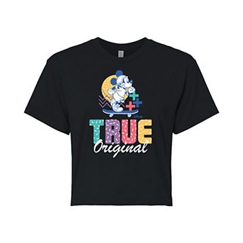 Disney's Mickey Mouse & Friends Juniors' Mickey True Original Cropped Graphic Tee