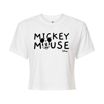 Disney's Mickey Mouse & Friends Juniors' Mickey Cropped Graphic Tee