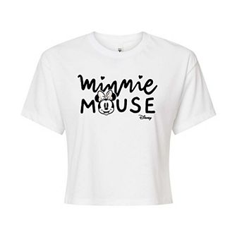 Disney's Mickey Mouse & Friends Juniors' Minnie Mouse Cropped Graphic Tee
