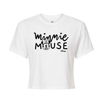 Disney's Mickey Mouse & Friends Juniors' Minnie Mouse Cropped Graphic Tee