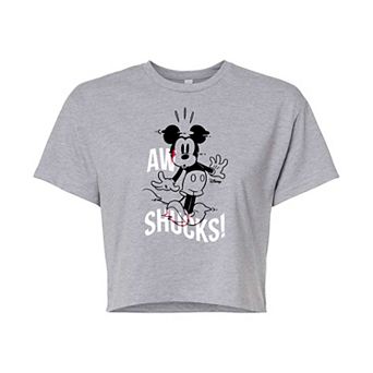 Disney's Mickey Mouse & Friends Juniors' Aw Shucks Mickey Cropped Graphic Tee