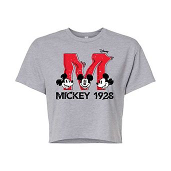 Disney's Mickey Mouse & Friends Juniors' Mickey 1928 Cropped Graphic Tee