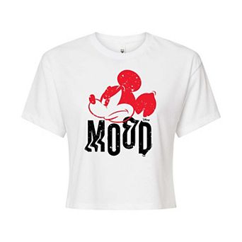 Disney's Mickey Mouse & Friends Juniors' Mickey Mood Cropped Graphic Tee
