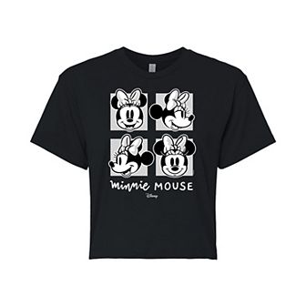 Disney's Mickey Mouse & Friends Juniors' Minnie Mouse Grid Cropped Graphic Tee