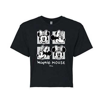 Disney's Mickey Mouse & Friends Juniors' Minnie Mouse Grid Cropped Graphic Tee
