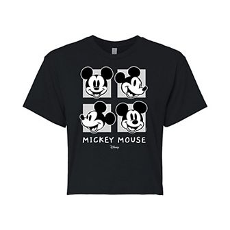 Disney's Mickey Mouse & Friends Juniors' Mickey Grid Cropped Graphic Tee