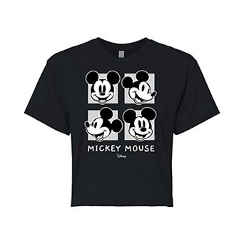 Disney's Mickey Mouse & Friends Juniors' Mickey Grid Cropped Graphic Tee