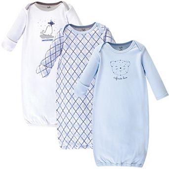Touched by Nature Baby Organic Cotton Long-Sleeve Gowns 3 pk Infinite Love Bear, 0-6 Months