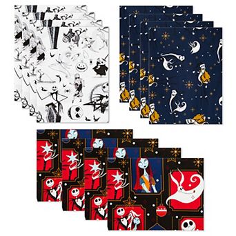 Hallmark Nightmare Before Christmas Flat Wrapping Paper Sheets with Cutlines on Reverse (12 Folded Sheets)