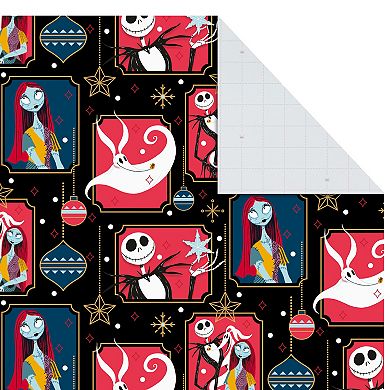 Hallmark Nightmare Before Christmas Flat Wrapping Paper Sheets with Cutlines on Reverse (12 Folded Sheets)