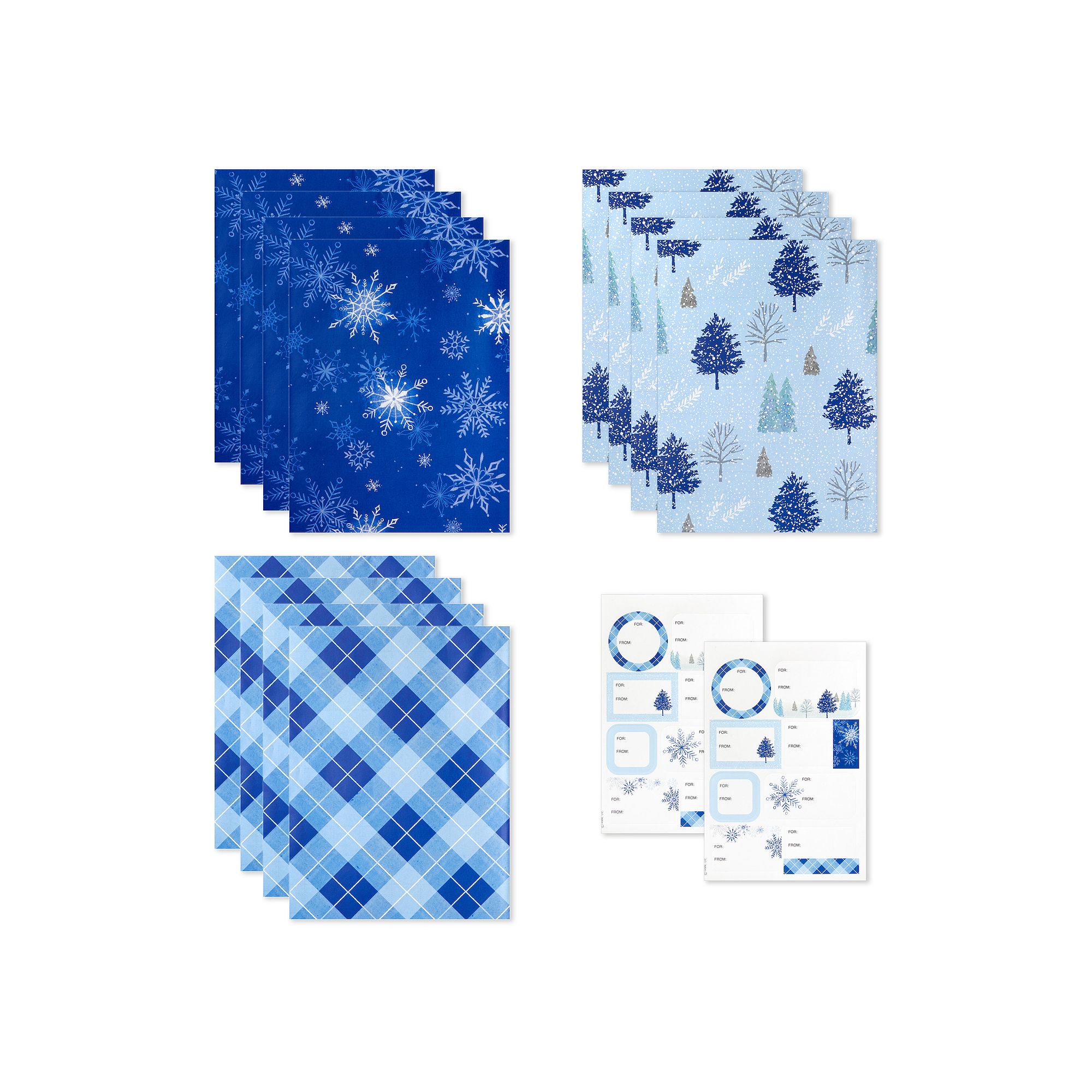 Hallmark Recyclable Flat Wrapping Paper Sheets with Cutlines on Reverse (12