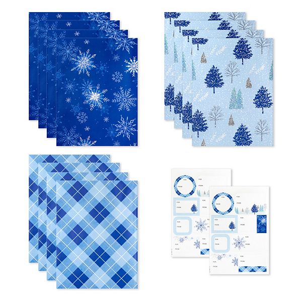 Hallmark Recyclable Flat Wrapping Paper Sheets with Cutlines on Reverse