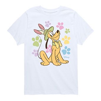 Disney's Pluto Boys 8-20 Easter Bunny Pawprints Graphic Tee