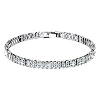 Aleure Precioso Sterling Silver Plated Cubic Zirconia Tennis Bracelet